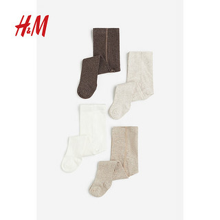 H&M2024年童装4件装细密针织裤袜1177350 深棕色/米色 55/40