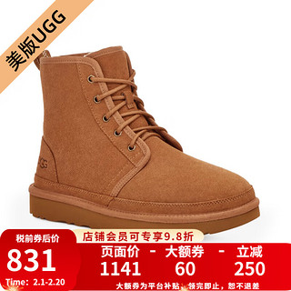 UGG 美版男款NEUMEL HIGH高帮系带短靴雪地靴1130711 CHE-栗色 43