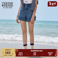 Teenie Weenie小熊牛仔裤松紧高腰A字短裤元气裤子女秋TW小熊