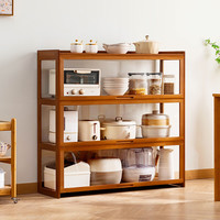 木马人客厅酒柜家用落地餐边柜储物柜展示柜现代简约玄关柜门厅间厅柜 【四面通透】茶色-三层110长