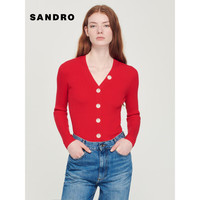 SANDRO女装修身红色针织开衫SFPCA00118 30/红色 3
