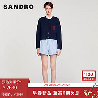 SANDRO2024早春女装法式花边领短外套上衣SFPCA00973 D234/深蓝色 4