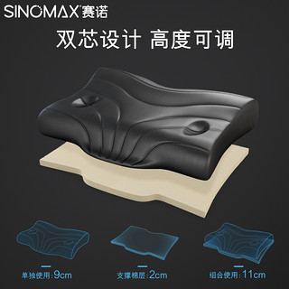 SINOMAX赛诺4D记忆枕头竹炭双层调节枕芯护颈枕颈椎脊椎保护
