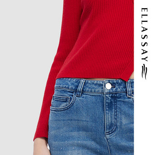 歌力思（ELLASSAY）【直播】2024早春新款羊毛羊绒修身精致扣饰针织衫EWD354M00100 正红色 M