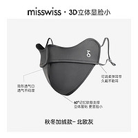 MissWiss冬季保暖防风防寒女秋冬天加厚防晒骑行骑车棉口罩高颜值 秋冬暖感—北欧灰（立体显脸小） 1个