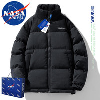 NASA MARVEL棉衣男棉服冬季面包服外套百搭加厚户外装立领夹克棉袄子 黑色 M-(90斤-105斤)