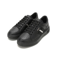 巴利（BALLY）男鞋 男士皮质经典条纹系带休闲运动鞋 MOONY 07 黑色 40