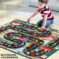 宾美 儿童玩具男孩停车场玩具工程场景地毯铁皮合金回力车套