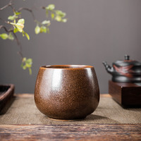 粗陶建水茶渣缸茶洗窑变复古杯洗日式陶瓷禅意水盂家用茶渣桶茶道