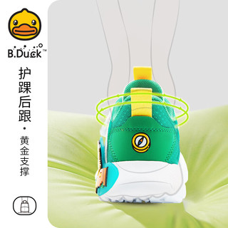 B.Duck小黄鸭童鞋男童运动鞋2024春季儿童鞋子网面透气休闲宝宝鞋潮 白/绿 25码 脚长15.2-15.7cm