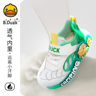 B.Duck小黄鸭童鞋男童运动鞋2024春季儿童鞋子网面透气休闲宝宝鞋潮 白/绿 25码 脚长15.2-15.7cm