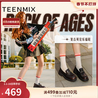 天美意学院厚底英伦乐福鞋复古单鞋女一脚蹬皮鞋2024春新BI671AA4
