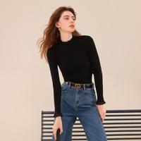 3COLOUR 三彩 玻璃纱针织衫拼接毛衫内搭时尚修身打底衫女