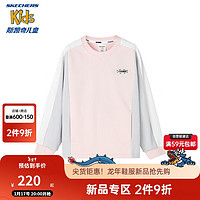 Skechers斯凯奇女童针织套头插肩袖卫衣春秋季儿童上衣P124G004 130