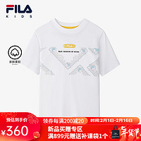 FILA 斐乐儿童服装2024春冬男中大童短T类短袖T恤 标准白-WT 170cm