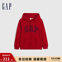 Gap男女童冬2023LOGO法式圈织软新年连帽卫衣857492 红色 120cm(XS)亚洲尺码