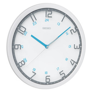 SEIKO日本精工时钟客厅办公室免打孔挂墙钟表简约大气挂表12英寸挂钟 白色
