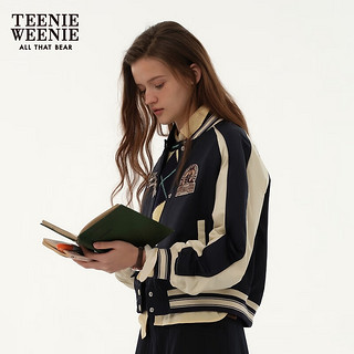 Teenie Weenie小熊2024年学院复古美拉德绗缝轻薄棉服棉袄棒球外套 藏青色 160/S