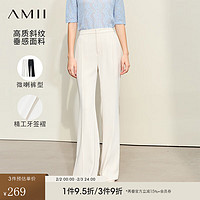 AMII2024春通勤风牙签褶微喇叭裤休闲裤长裤显瘦裤子12441254 米杏 155/64A/S