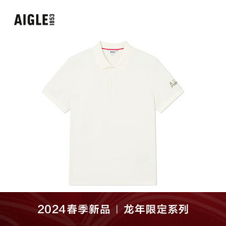 AIGLE【龙年系列】艾高POLOT恤24早春凉爽速干防晒短袖POLO男 粉白色 AS832 M