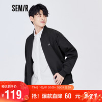 Semir 森马 男春秋季oversize棒球领潮流夹克上衣109522108155黑色L