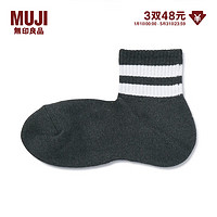 MUJI 無印良品 无印良品（MUJI） 男女通用 合脚直角 足底起绒 短袜 袜子男袜女袜短筒休闲袜 炭灰色条纹 25-27cm/40-44码