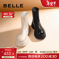 BeLLE 百丽 休闲弹力靴女百搭厚底增高圆头瘦瘦靴加绒B1498DD3 黑色 38