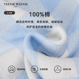 Teenie Weenie Kids小熊童装24春夏女童花边圆领格纹毛衣开衫 蓝色 120cm