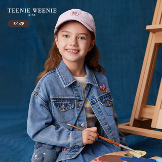 Teenie Weenie Kids小熊童装24春季女童复古刺绣牛仔夹克外套 蓝色 110cm