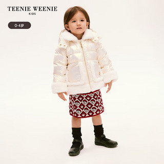 Teenie Weenie Kids小熊童装24冬女宝宝翻领连帽羽绒服 象牙白 90cm