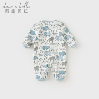 戴维贝拉（DAVE＆BELLA）新生儿连体衣初生婴儿睡衣2024春装新款宝宝衣服0-3个月男宝爬服
