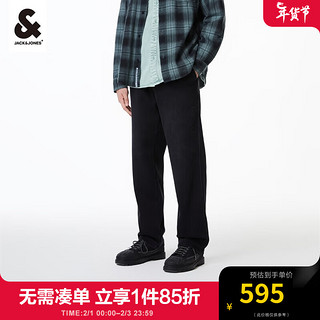 杰克·琼斯（JACK&JONES）春季潮流男黑色裤子宽松纯色松紧腰头休闲裤长裤男224114066 E41黑色 180/84A/LR