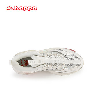 KAPPA卡帕运动鞋子女鞋老爹鞋厚底显高小白鞋休闲跑步鞋 经典白/银色 39
