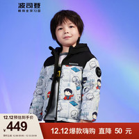 BOSIDENG 波司登 儿童羽绒服短款男童英雄集保暖连帽外套T30143431 DC漫画满印/黑色80KU
