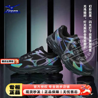 美津浓（MIZUNO）男鞋 2024春RACER S复古运动鞋回弹减震网面透气跑步鞋 01/黑武士/幻影霓虹 42.5/275mm