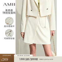 AMII2024春西装休闲短裤九分裤套装女小个子三件套职业装12441072 米杏(短裤) 155/80A/S