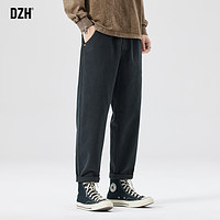DZH 男士加绒休闲裤男冬季加厚直筒宽松深灰色裤子男款美式2023年新款