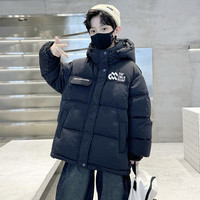 D.S.TongHua 迪莎童话 儿童装男童冬季羽绒服2023新款男孩加厚外套中大童白鸭绒洋气 黑色 170