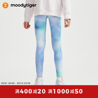 moodytiger女童运动裤24年春季弹力瑜伽裤修身针织紧身裤子小云朵鲨鱼裤 蝶翼紫 130cm