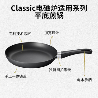 SCANPANClassic电磁炉适用系列平底煎锅不粘锅家用炒菜 24cm 含锅盖 套装