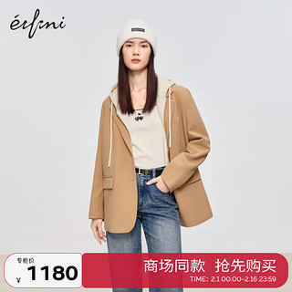 伊芙丽（eifini）伊芙丽卡其色绵羊毛西装女2023冬装1EA312091K 卡其色 150/76A/XS