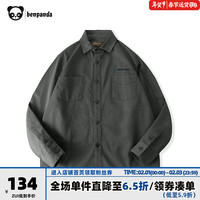 熊猫·本（ben.panda）春季日系衬衫男新款潮流休闲纯色宽松情侣衬衫外套