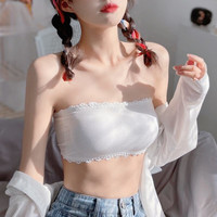 云大师无肩带内衣女小胸聚拢防滑抹胸式隐形文胸蕾丝打底防走光裹胸夏季 YDS-螺纹花边