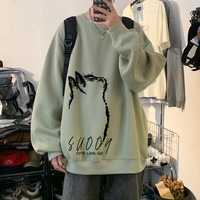 NEW OR MODE美式高街卫衣男重磅春秋季圆领潮牌oversize无帽上衣慵懒宽松外套