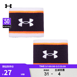 UNDER ARMOUR 安德玛 UNDERARMOUR）Performance男女同款情侣训练运动腕带-2条装1373119 白色101 均码