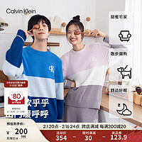 卡尔文·克莱恩 Calvin Klein 内衣23秋冬情侣美拉德抗静电睡衣家居服AD0013 LSC-湖蓝拼色 L