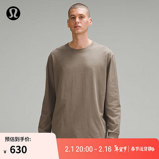 lululemon 丨Heavyweight 男士棉质针织长袖 T 恤 LM3FBTS 卡其棕