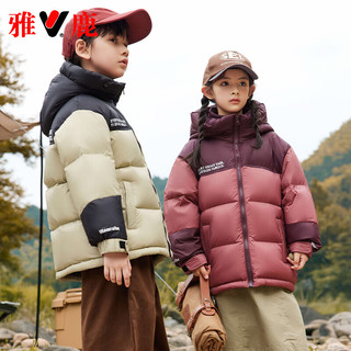 YALU 雅鹿 儿童男童女童羽绒服2023洋气大童冬季加厚短款连帽面包服外套 豆绿 160cm