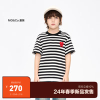 little MO&Co.little moco童装24春装新款男女童纯棉条纹短袖印花T恤KBD1TEET05