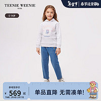 Teenie Weenie Kids小熊童装24春季女童休闲连帽印花套头卫衣 中灰色 110cm